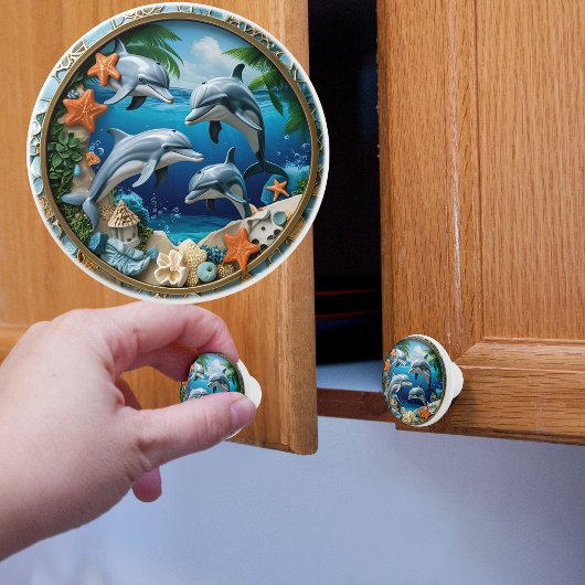 Tide Treasures Dolfijnen Keramische Knop