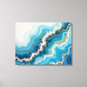 Tidefall Mirage – 24"x18" Oceaan Abstracte Vloeiba Canvas Afdruk