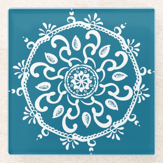 Tidepool Mandala Glazen Onderzetter (Voorkant)