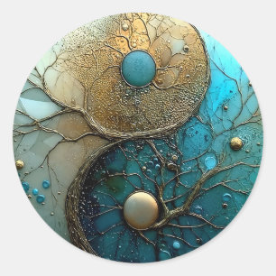 Tides of Balance   Yin Yang Design Ronde Sticker
