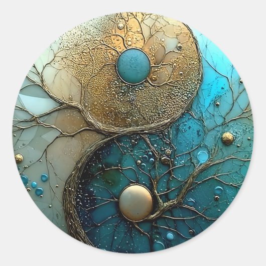 Tides of Balance | Yin Yang Design Ronde Sticker (Voorkant)