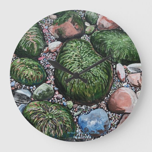 Tides Out Beach Rocks Landschap Grote Klok (Voorkant)