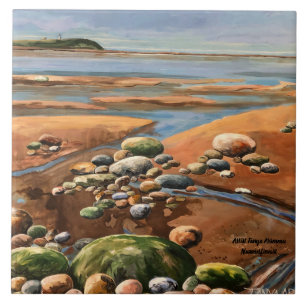 Tides Out Seashore Beach Ocean Scene Tegeltje