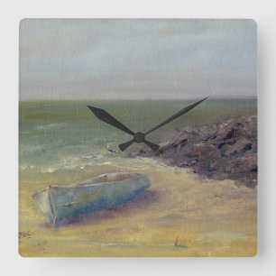 Tide's Rolling In - Boat op de kust Vierkante Klok