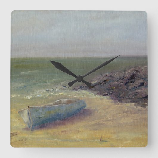 Tide's Rolling In - Boat op de kust Vierkante Klok (Voorkant)
