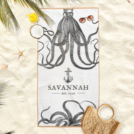 Tides Tentacles | Geëigende octopus-naam Strandlaken