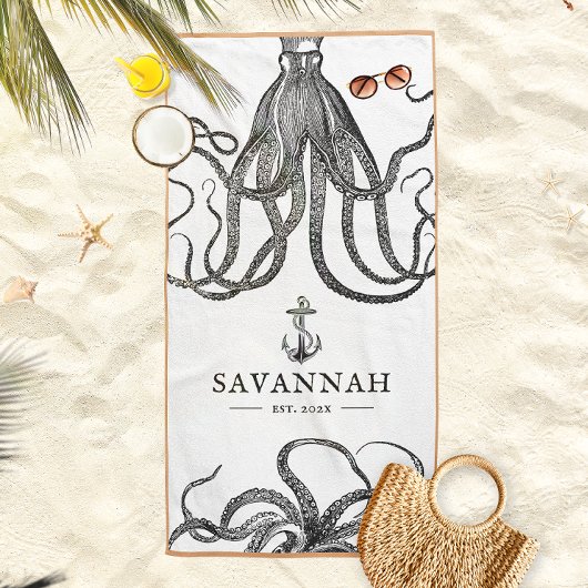 Tides Tentacles | Geëigende octopus-naam Strandlaken