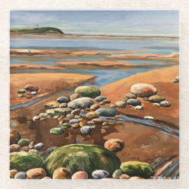 Tides Uit zee strand Ocean scene Glazen Onderzetter