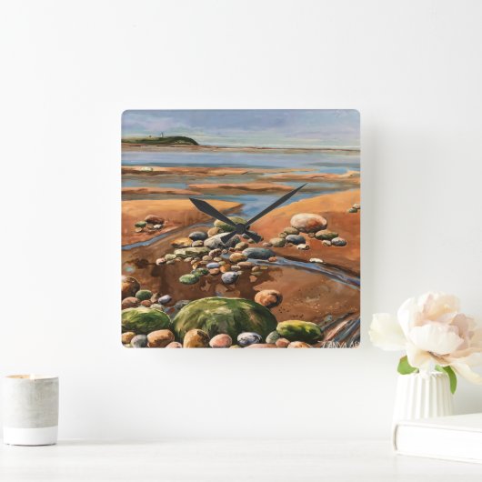 Tides Uit zee strand Ocean scene Vierkante Klok (Huis)