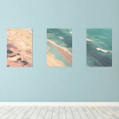 Tide's Whisper: een Boho Shoreline Reverie Muurkunst Sets (Houten vloer)