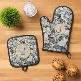 Tidewashed Shells Initial Design Ovenwant & Pannenlap Set