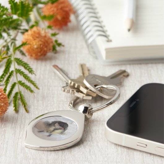 Tidi mijn vogel de Parus Major Sleutelhanger (Zijkant)