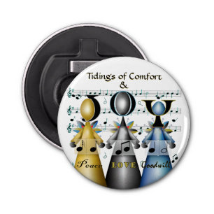 Tidings of Comfort and Joy kerstCarolers Button Flesopener