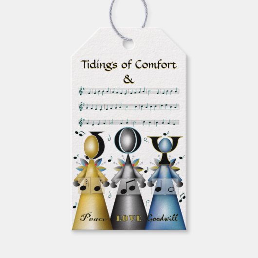 Tidings of Comfort and Joy kerstCarolers Cadeaulabel (Voorkant)