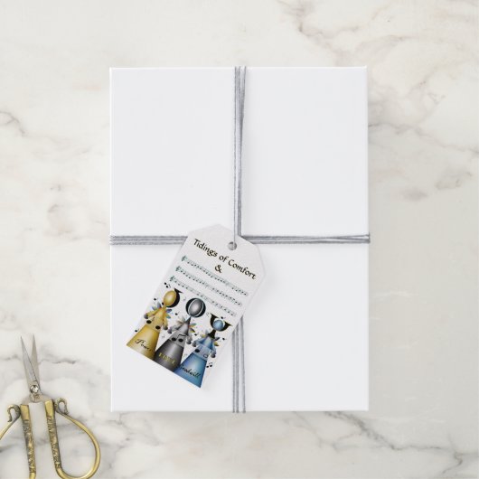 Tidings of Comfort and Joy kerstCarolers Cadeaulabel (Met Touw)