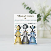 Tidings of Comfort and Joy kerstCarolers Feestdagenkaart (Staand voorkant)