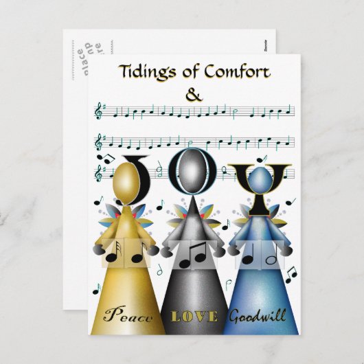 Tidings of Comfort and Joy kerstCarolers Feestdagenkaart (Voorkant / Achterkant)