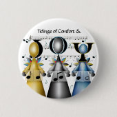 Tidings of Comfort and Joy kerstCarolers Ronde Button 5,7 Cm (Voorkant)