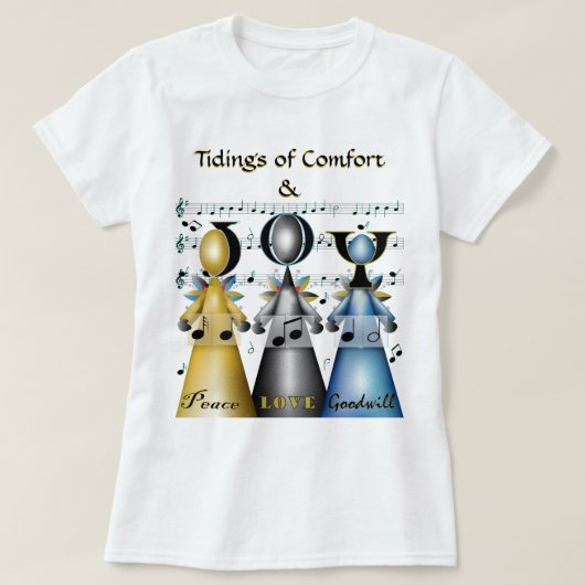 Tidings of Comfort and Joy kerstCarolers T-shirt (Design voorkant)