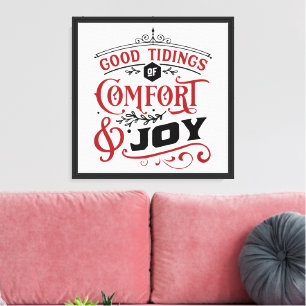 Tidings of Comfort en Joy Boerderij Kerstmis Canvas Afdruk