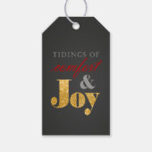 Tidings of Comfort en Joy Gold Sparkle Christmas Cadeaulabel (Voorkant)