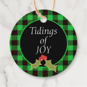 Tidings of Joy Buffalo Play Green Kerstcadeau Bedankjes Labels (Voorkant)