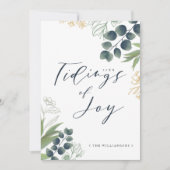 Tidings of Joy | Elegant Waterverf Winter Foliage Feestdagenkaart (Voorkant)
