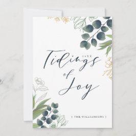 Tidings of Joy | Elegant Waterverf Winter Foliage Feestdagenkaart