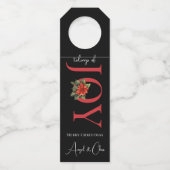 TIDINGS OF JOY RODE KERST POINSETTIA OP ZWART FLESSENHANGER (Voorkant)