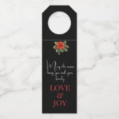 TIDINGS OF JOY RODE KERST POINSETTIA OP ZWART FLESSENHANGER (Achterkant)