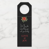 TIDINGS OF JOY RODE KERST POINSETTIA OP ZWART FLESSENHANGER (Achterkant)