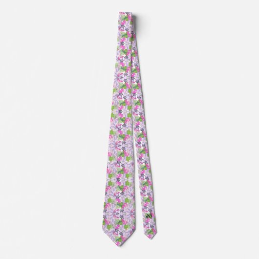 Tie : Abstract Leaves (white) Stropdas (Voorkant)