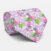 Tie : Abstract Leaves (white) Stropdas (Opgerold)