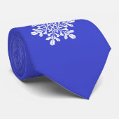 Tie Blauwe Sneeuwvlok Stropdas (Opgerold)