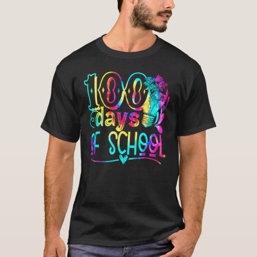 Tie Dye 100 Days Brighter Student Happy 100th Day  T-shirt (Voorkant)