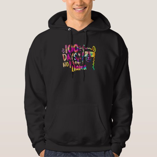 Tie Dye 100 Days of School No Prob Llama Teacher 1 Hoodie (Voorkant)