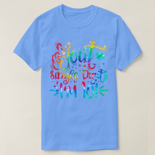 Tie Dye 10th Birthday Peace Out Single Digits Im 1 T-shirt (Design voorkant)