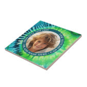 Tie Dye - 1 Foto - Aangepaste tekst - Groen Blauw Tegeltje (Zijkant)