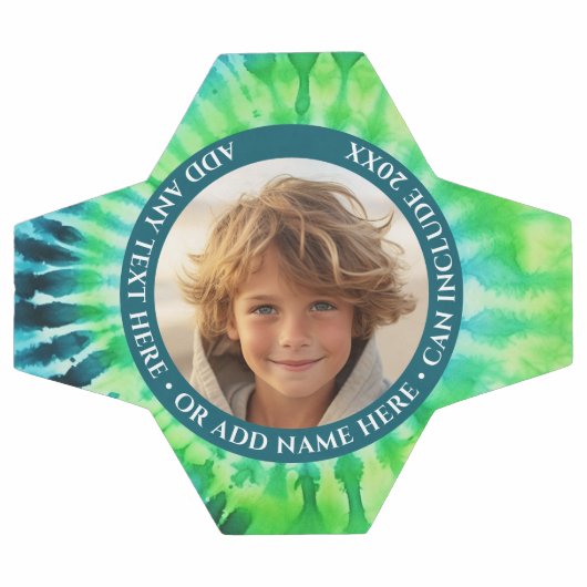 Tie Dye - 1 Foto - Aangepaste tekst - Groen Blauw Voetbal (Enkel)