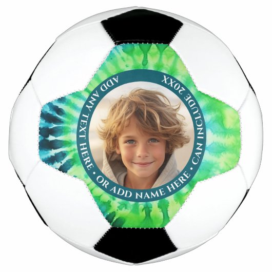 Tie Dye - 1 Foto - Aangepaste tekst - Groen Blauw Voetbal (Voorkant)