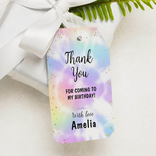 Tie Dye 1e Verjaardag Dank u Label Cadeaulabel