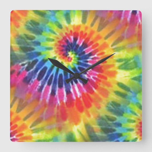Tie Dye 2 Vierkante Klok (Voorkant)