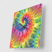 Tie Dye 2 Vierkante Klok (Hoek)