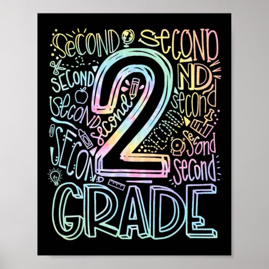 Tie Dye 2e klas typografie team tweede klas thee Poster (Voorkant)
