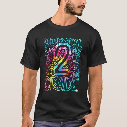 Tie Dye 2nd Grade Typography Team Second Grade Tea T-shirt (Voorkant)