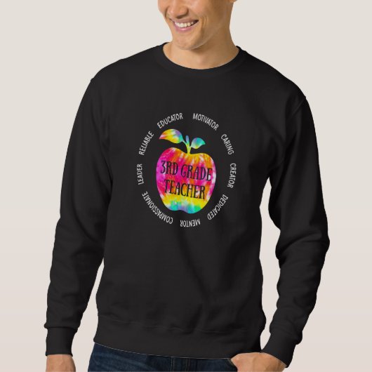 Tie Dye 3e klas leraar leven terug naar Apple Trui (Voorkant)
