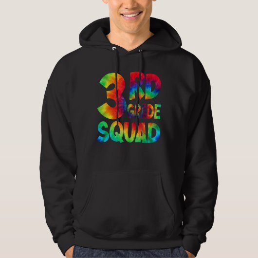 Tie Dye 3rd Grade Squad Teacher Student First Day Hoodie (Voorkant)