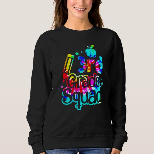 Tie Dye 3rd Grade Squad Terug naar schoolleraren K Trui (Voorkant)