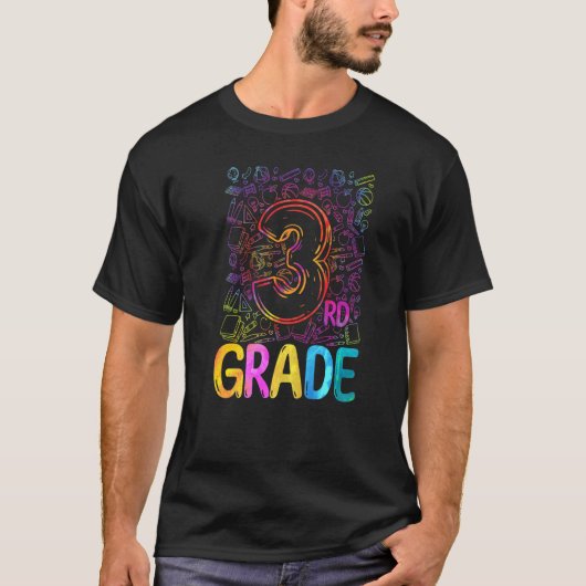 Tie Dye 3rd Grade Third Grade Teacher Student Back T-shirt (Voorkant)