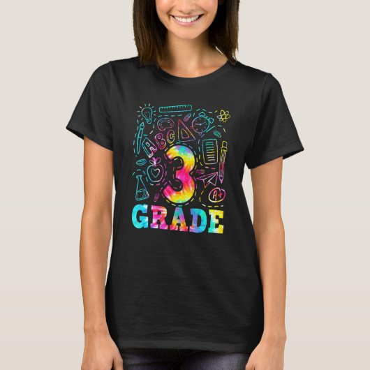Tie Dye 3rd Grade Typografie Team Teac T-shirt (Voorkant)